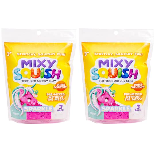 Mixy Squish Sparkle 3 Color Textured Air Dry Clay, 2ct.